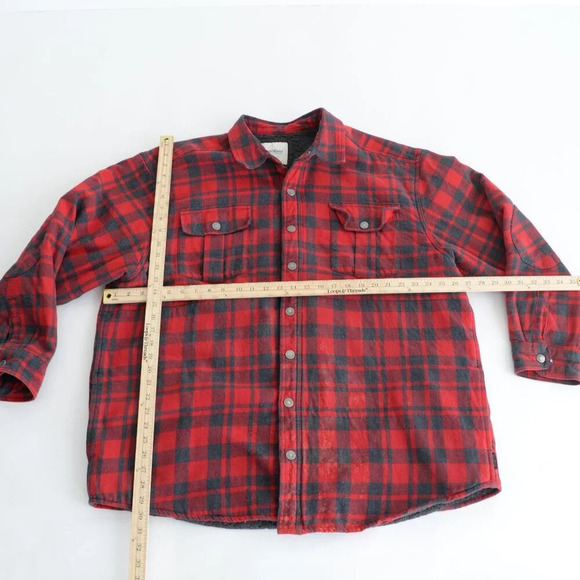 Wind River Red &  Grey Checker Print Button Up Sherpa Like Lined Shacket 3XL - Picture 3 of 12